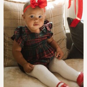 Ivy City Co Red and Green Plaid Baby Romper
